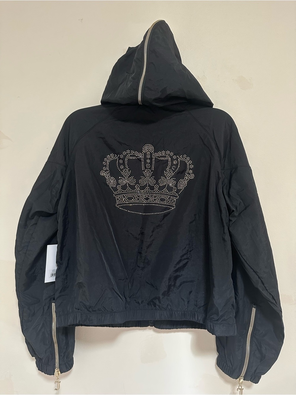 NEW! Juicy Couture Hooded Crown Embellished Nylon Jacket - Women
